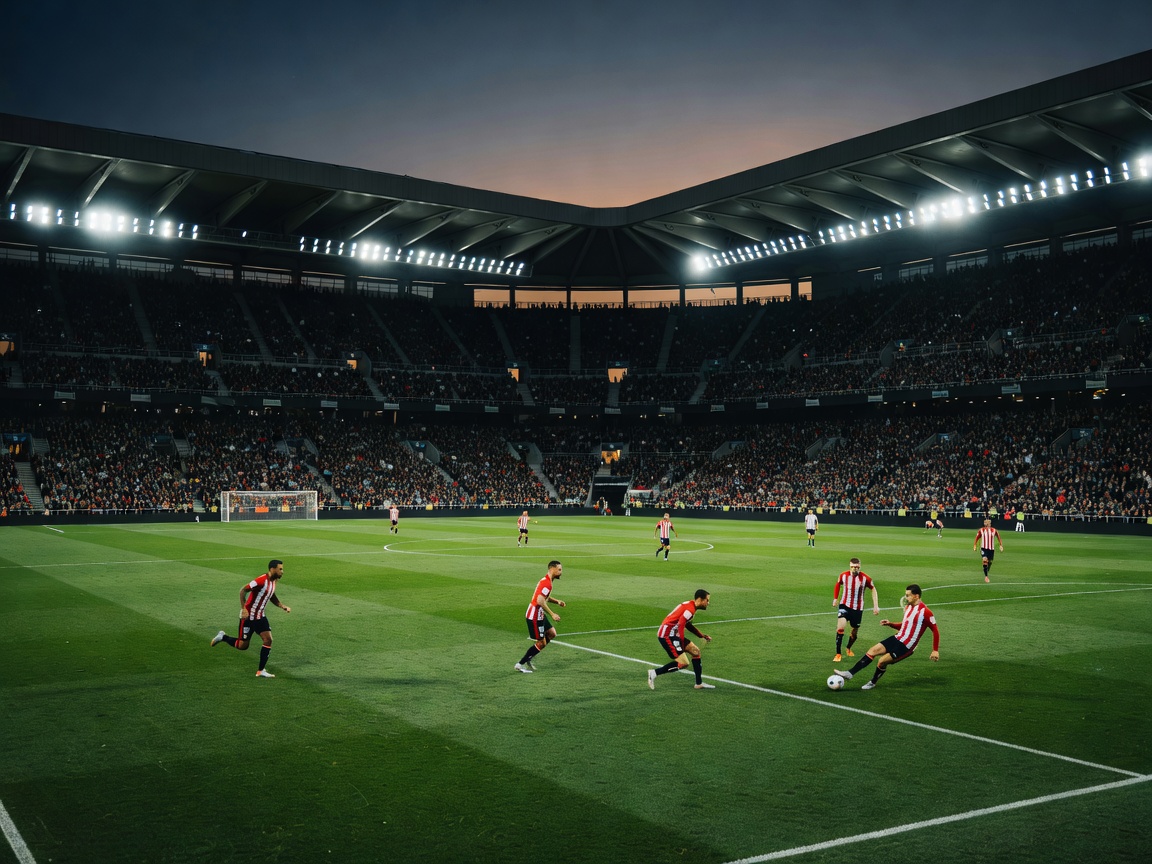 Athletic Club San Mames pitch illuminated during evening fixture